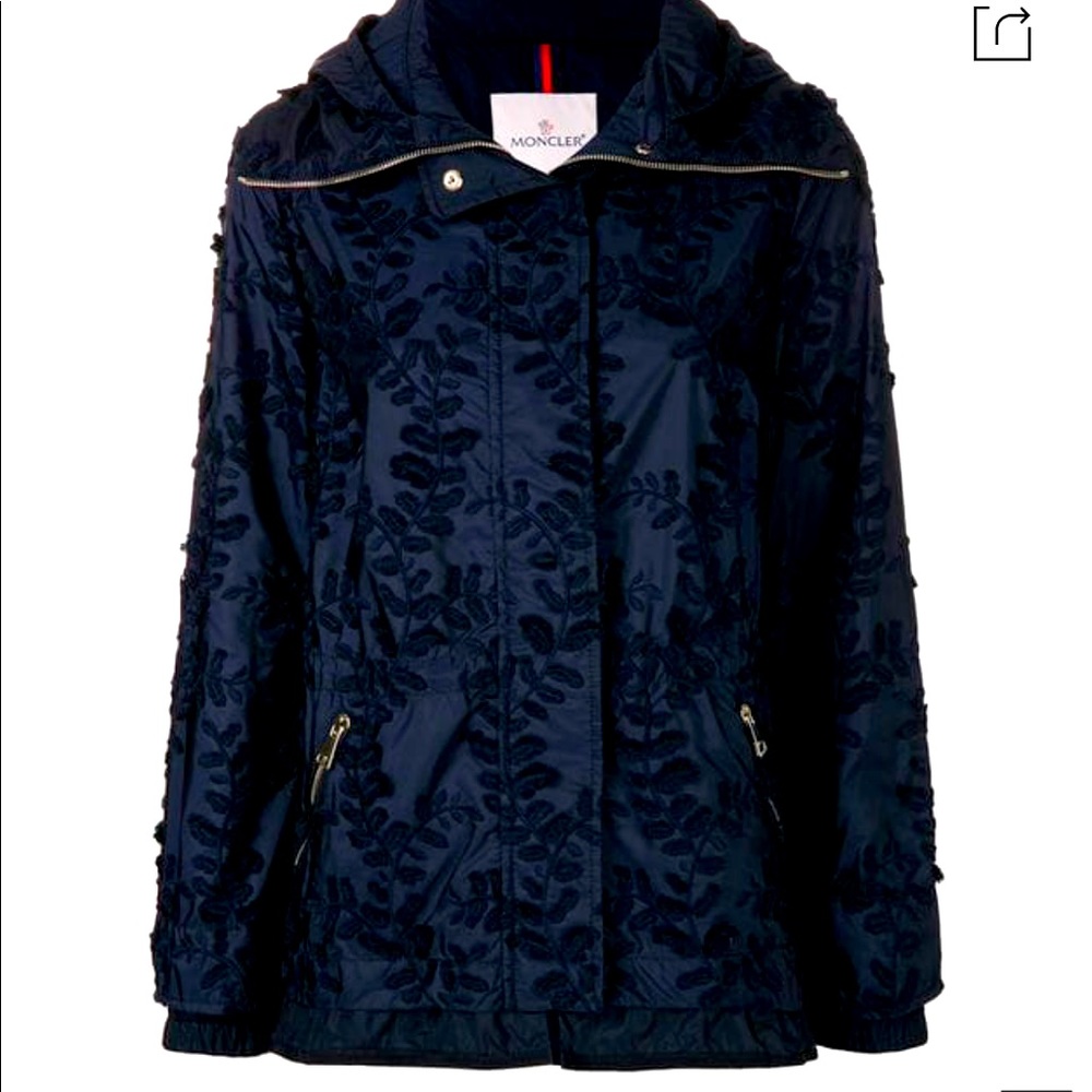 MONCLER Eclairine Embroidered Hooded Jacket Blue 0